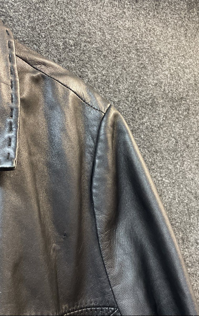 Avenue Women's Black Genuine Leather Whipstitch Full Zip Jacket Size 18/20