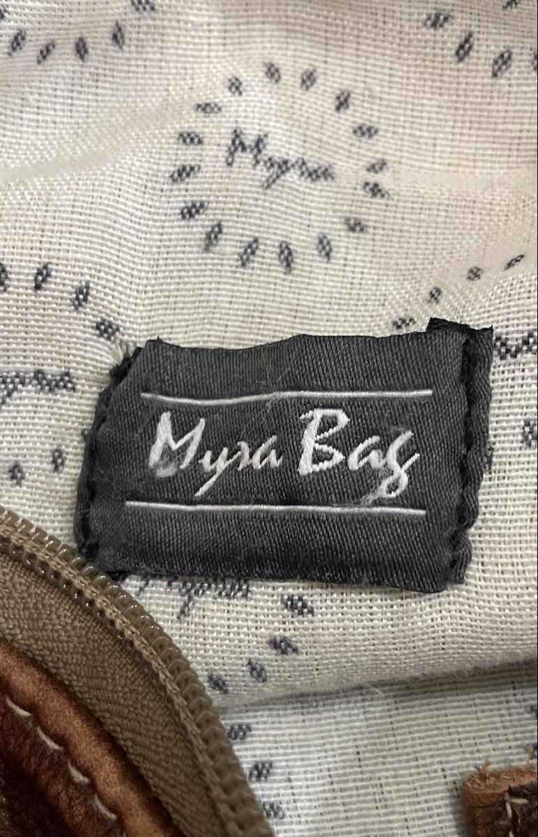 Myra Bag Multicolor Geometric Woven Fabric & Brown Leather Crossbody Handbag