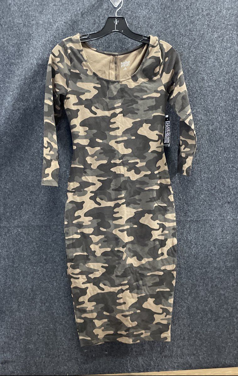 New York & Company Soho Street Women's Camo Long Sleeve Midi Dress Sz XS NWT