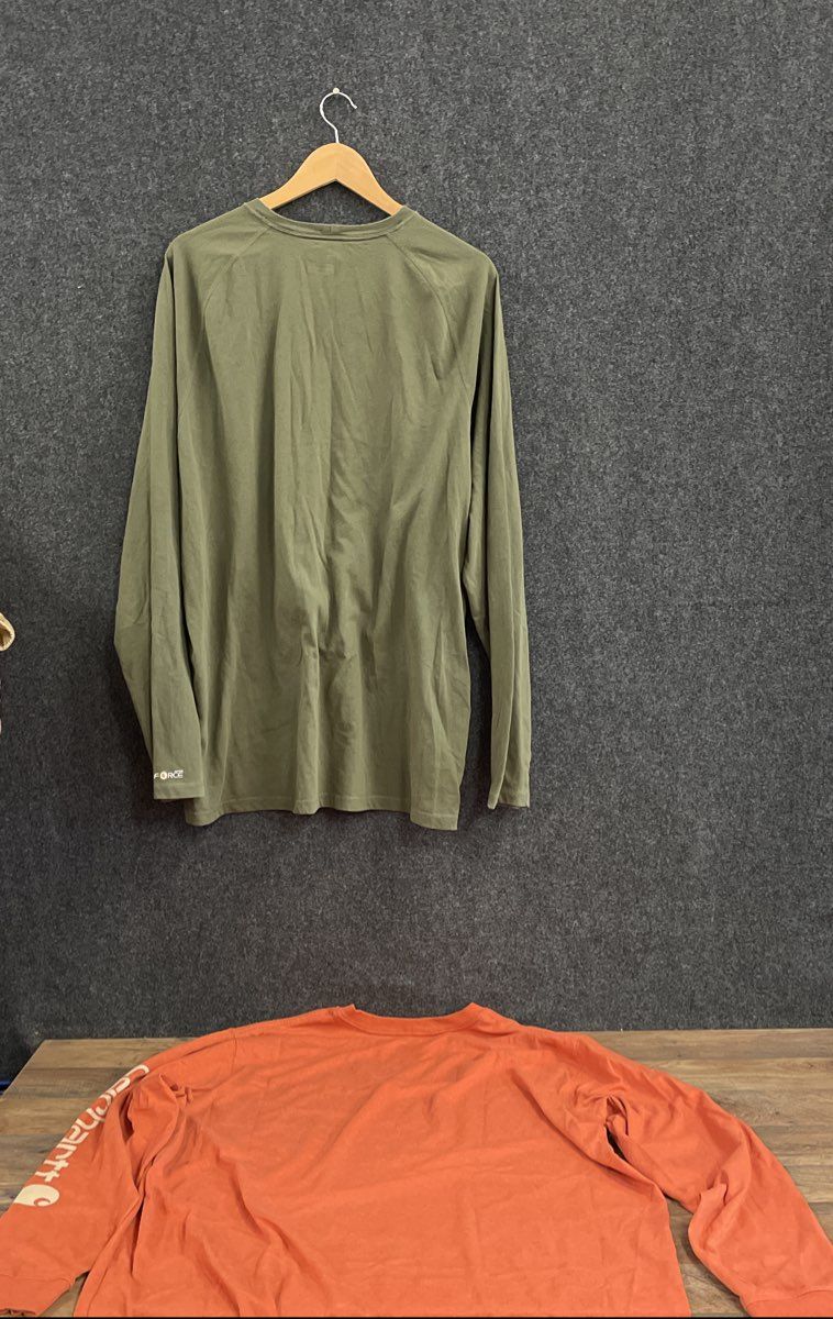 Carhartt Men's Long Sleeve Shirts Green Orange Force Relaxed Loose Fit XL Tall