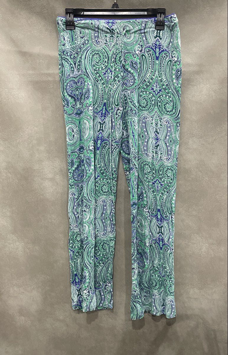 Cynthia Rowley Women's Green Paisley Rayon Blend Stretch Lounge Pants Sz S