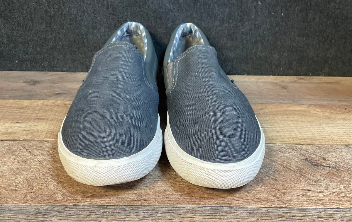 Ben Sherman Gray Canvas Plaid Toe Slip-On Sneakers Men's Size 12 UK 11 EU 46
