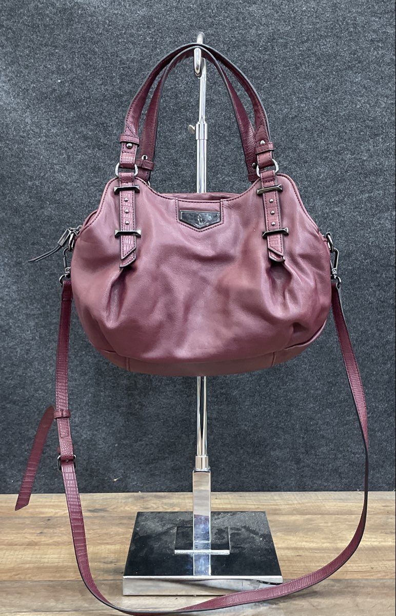 Simply Vera Vera Wang Burgundy Pebbled Faux Leather Satchel Shoulder Crossbody