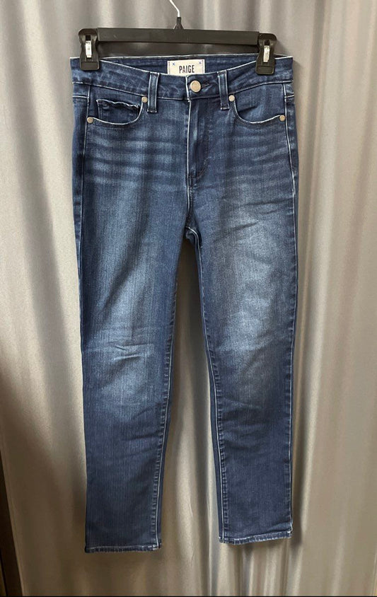 Paige Women's Blue Slim Skinny Jeans Faded Whiskered Denim Sz 25