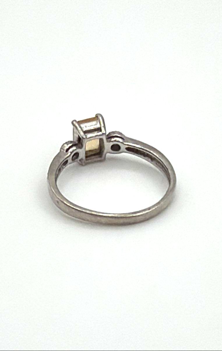 925 Sterling Silver Citrine W/ CZ Accents Ring 3.1g