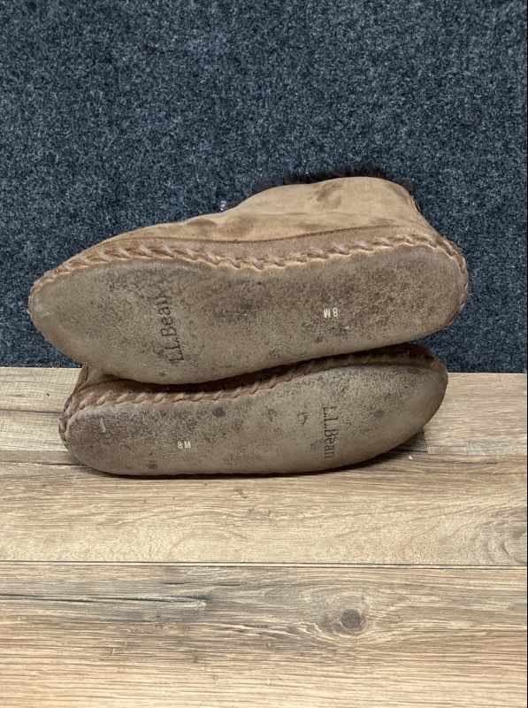 LL Bean Wicked Good Slipper Boots Brown Shearling Lined Women's Size 8