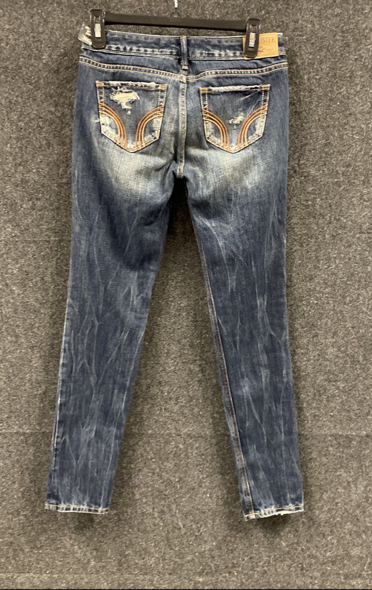 Hollister Women's Blue Distressed Ripped Jeans 100% Cotton Sz 0R W24 L31 NWT