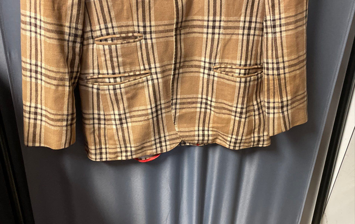 Sean John Men's Tan Plaid Wool Blend Blazer Sport Coat Jacket Sz S