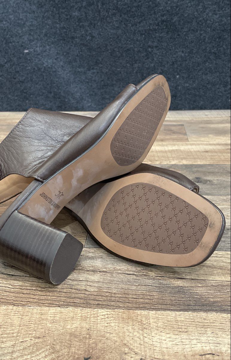Johnston & Murphy Evelyn Brown Leather Asymmetric Slingback Sandals Size 8M