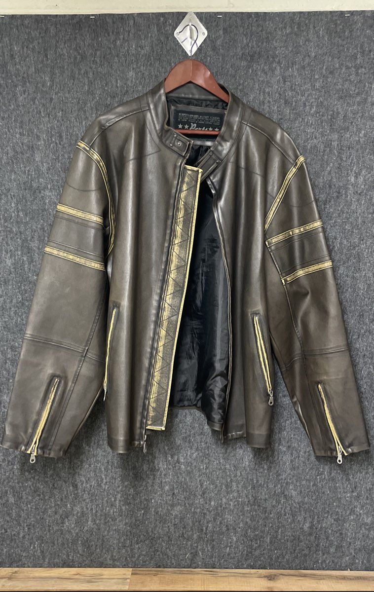 Vintage Parts Surplus Apparel Distressed Faux Leather Moto Jacket Sz XXL