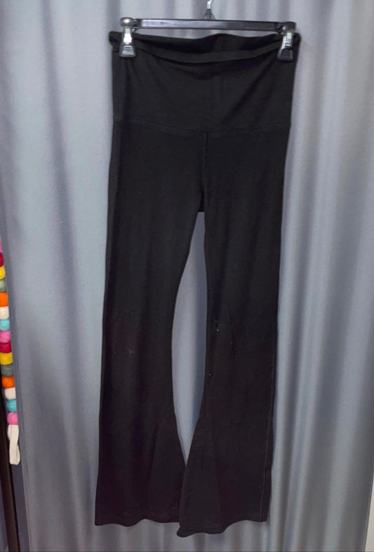 PINK Victoria's Secret Women's Black Flare Leggings Rhinestone Logo XS Short