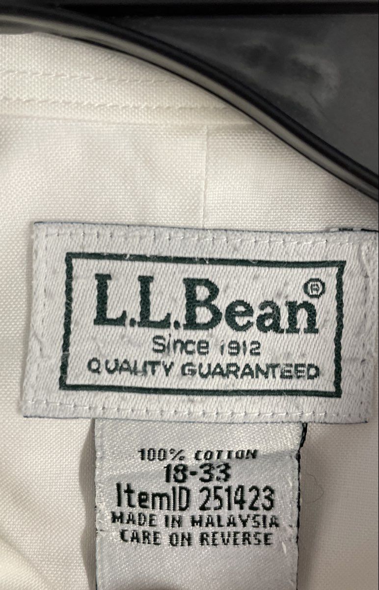 L.L. Bean Men's 2 Pack Wrinkle-Free Dress Shirts White Blue Check Size 18-33