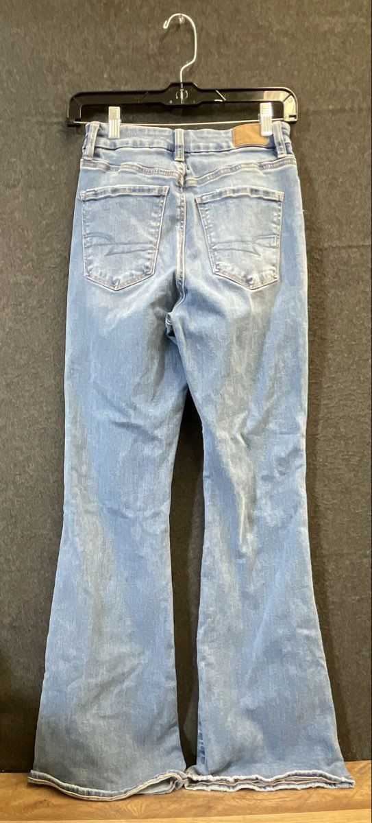 American Eagle Women's Jeans Lot 2 Distressed Super High Flare & Skinny Sz 2
