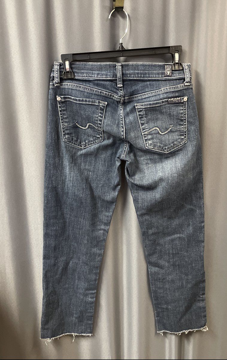 7 For All Mankind Women's Roxanne Blue Slim Fit Raw Hem Stretch Jeans Size 25