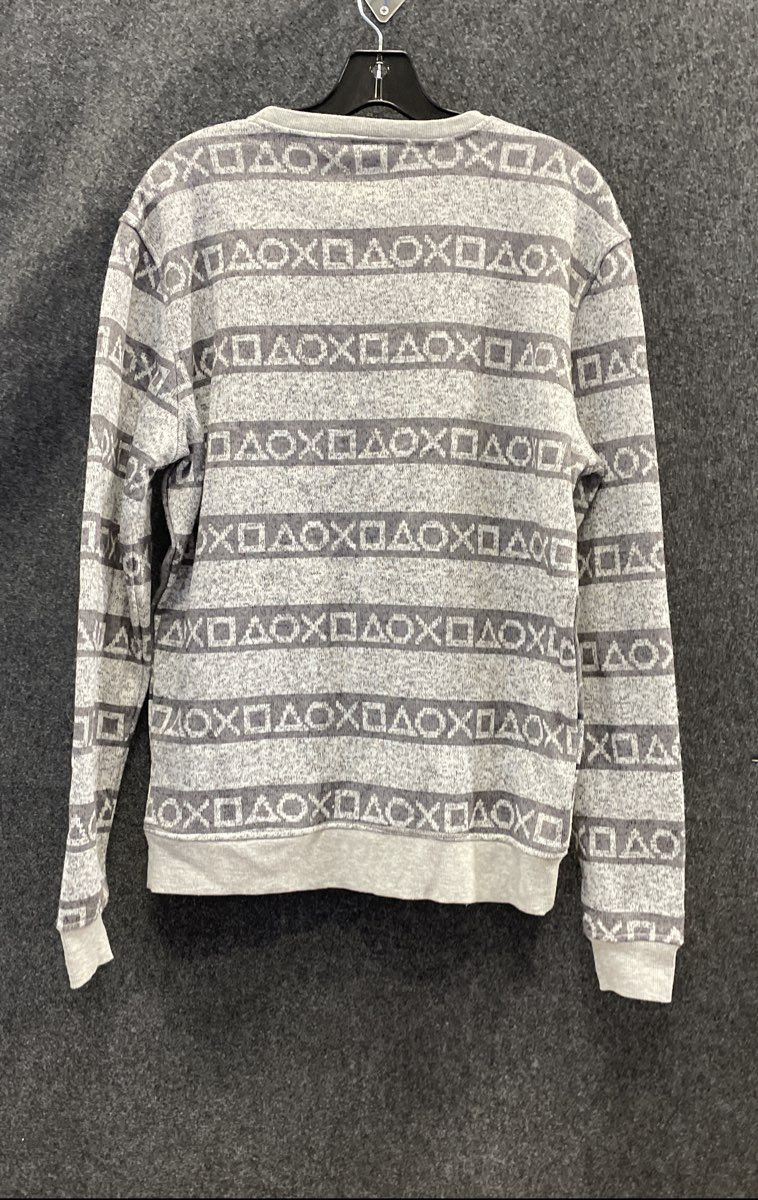 PlayStation Men's Gray Fair Isle Graphic Logo Sweater Ripple Junction Sz MD