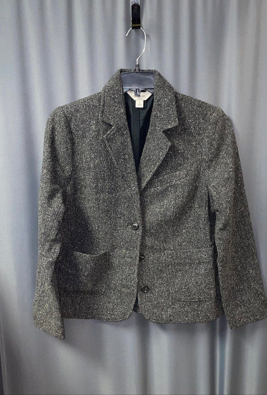 L.L. Bean Women's Gray Tweed Wool Silk Blend Blazer Suit Jacket Size S PET