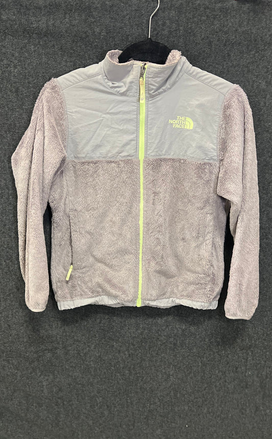 The North Face Girls Oso Full Zip Fleece Jacket Gray Lime Green Size L 14/16