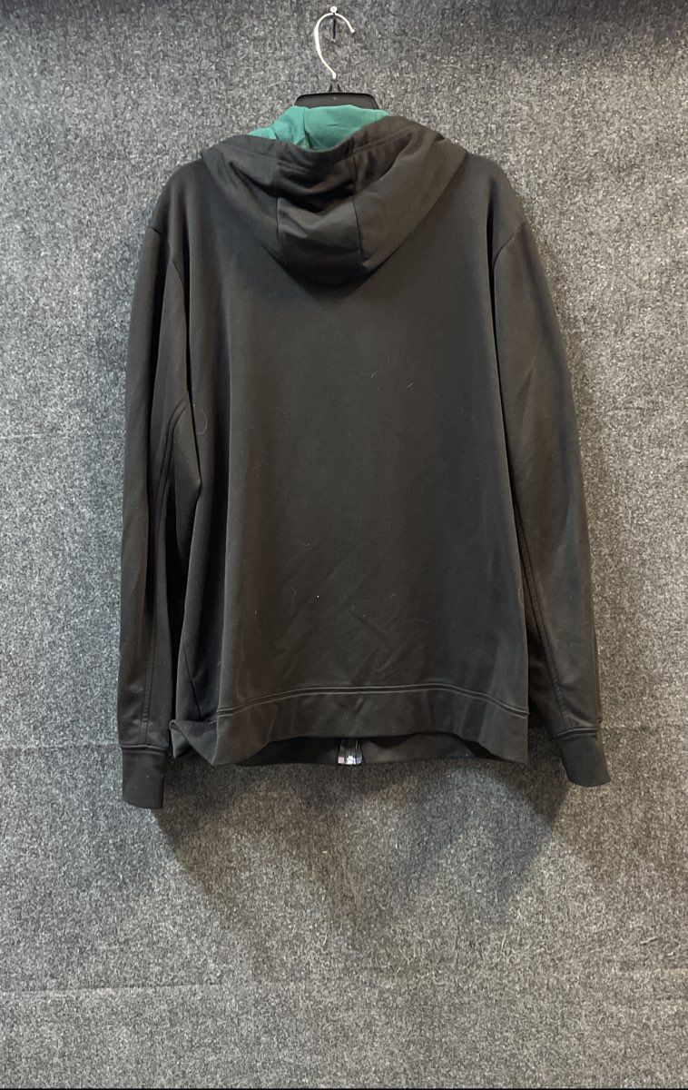 The North Face Men's Full Zip Fleece Hoodie Black Green Vertical Logo Size XL