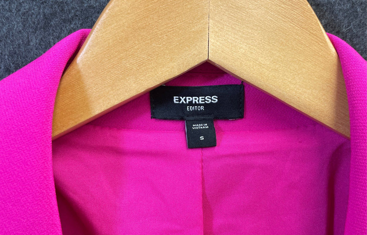 Express Women's Editor Blazer Fuchsia Pink Single Button Peaked Lapel Size S