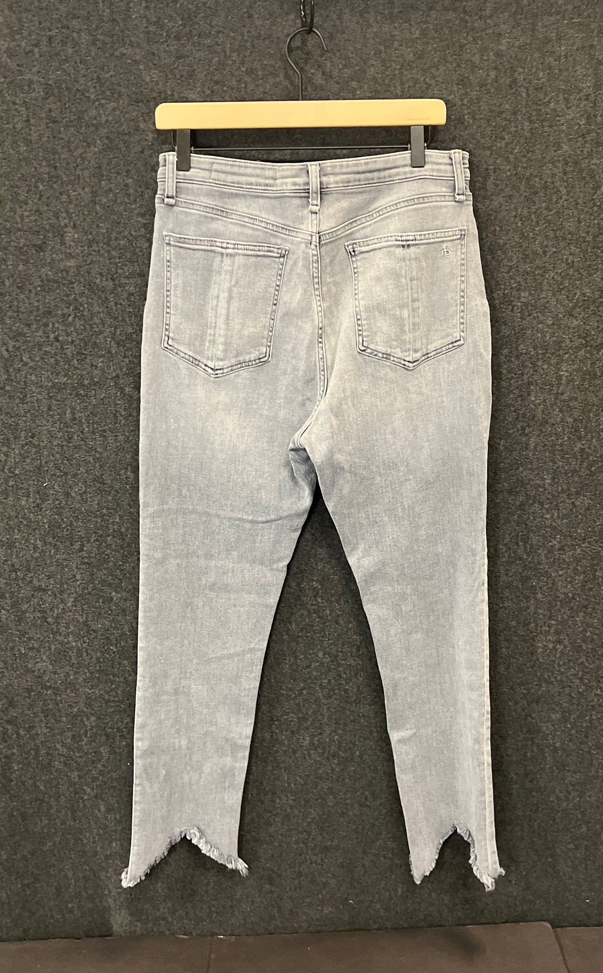 Rag & Bone Women's Dexter High Rise Grey Jeans Raw V-Hem Sz 30
