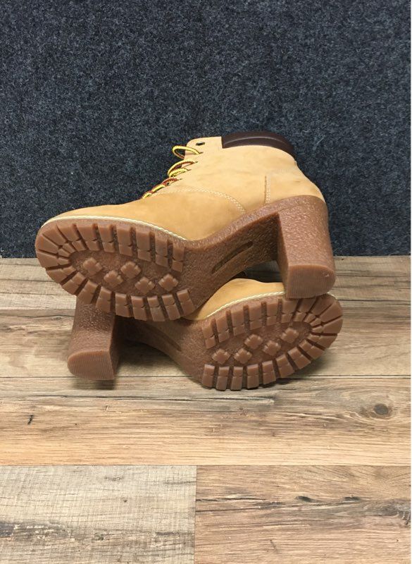 Timberland Allington 6-Inch Lace-Up Wheat Nubuck High Heel Boots Women's Size 8