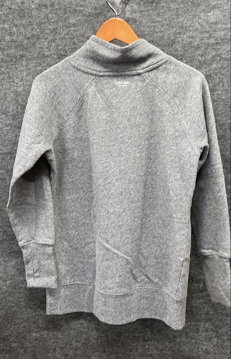 Calvin Klein Performance Women's Gray Funnel Neck Raglan Sweatshirt Logo Sz L