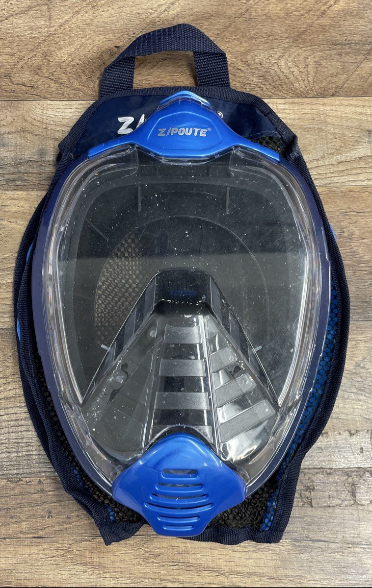 Z/POUTE Full Face Snorkeling Mask 180° Panoramic View Dry Top Anti-Fog Blue