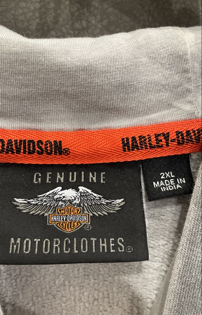 Harley-Davidson Genuine Motorclothes Grey Acid Wash Logo Hoodie Sz 2XL