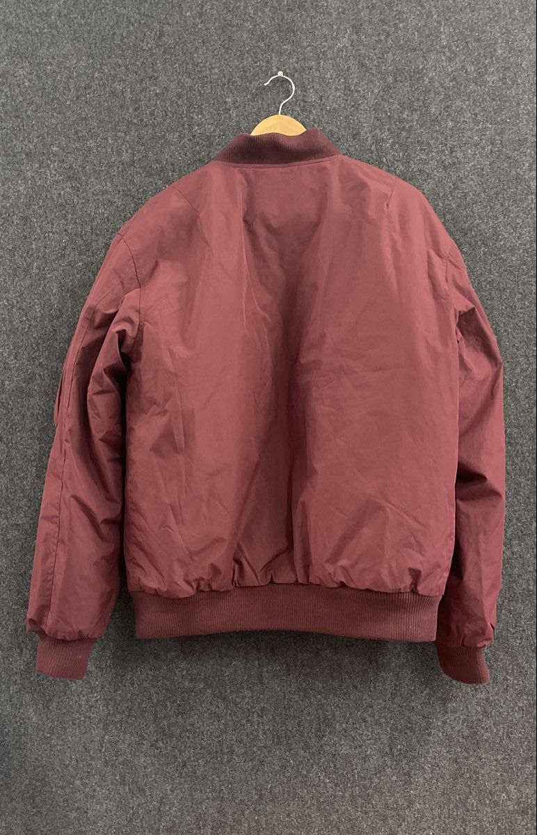 Spire Men's Burgundy Bomber Jacket Quilted Orange Lining MA-1 Style Size XL