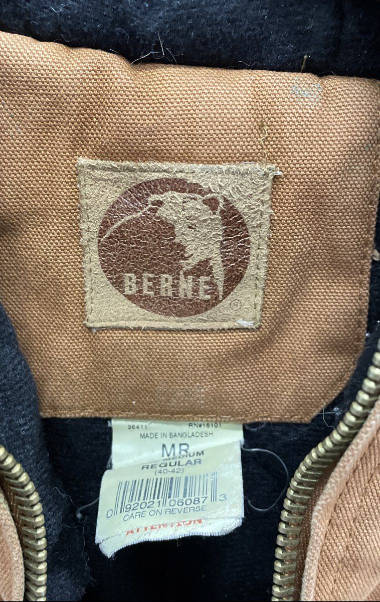 Berne Men's Brown HJ375TBC Hooded Work Jacket Heavyweight Canvas Sz M Regular