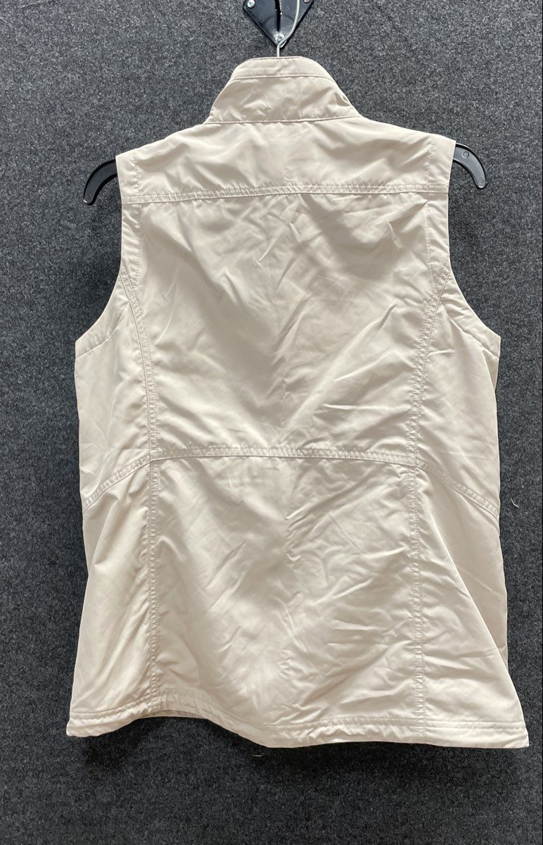 Orvis Women's Beige Full Zip Mock Neck Lightweight Mesh Lined Vest Sz S