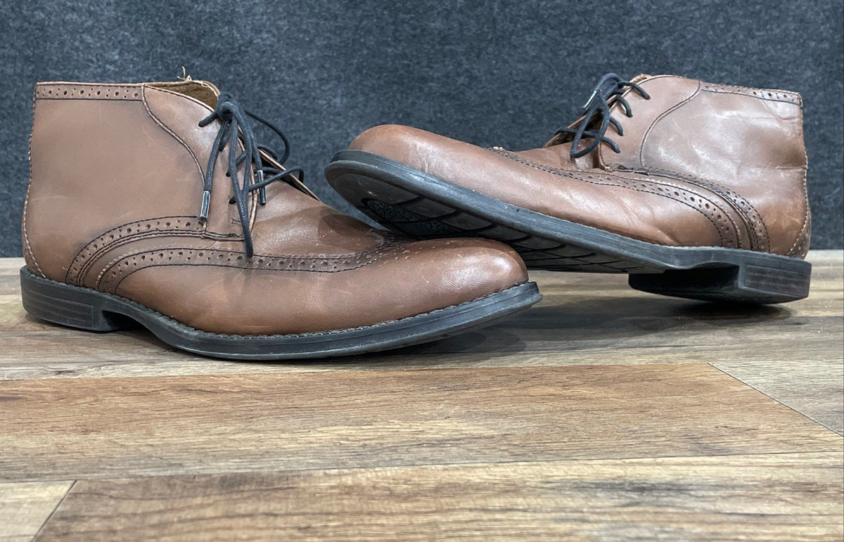 Nunn Bush Olin Brown Leather Wingtip Brogue Chukka Boots Men's Size 8M