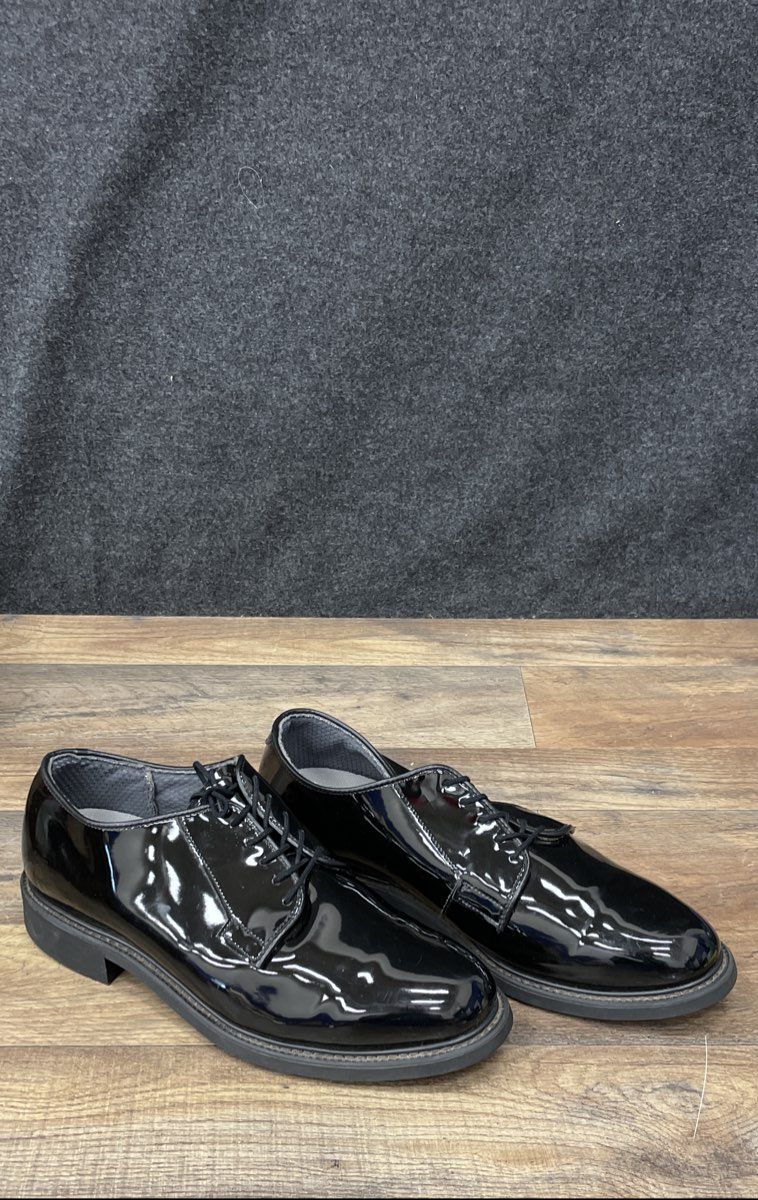 Bates High Shine Duty Oxford Black Glossy Uniform Shoes Men's Size 10