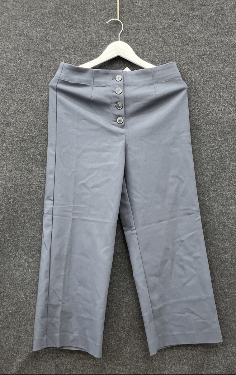 Loft Women's Gray High Waist Wide Leg Cropped Button Fly Pants Sz 4 NWT