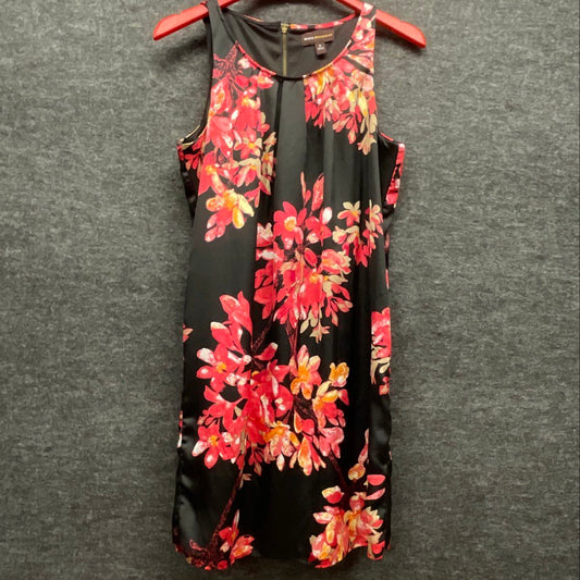 Dana Buchman Women's Black Red Floral Sleeveless Satin Shift Dress Size M
