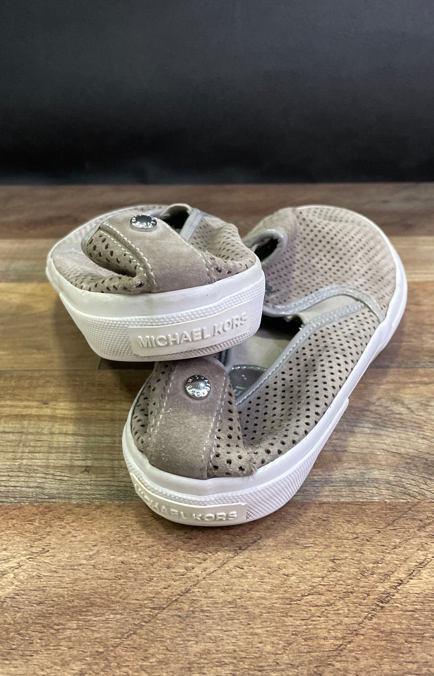 Michael Kors Perforated Suede Slip On Sneakers Taupe Women's Size 10