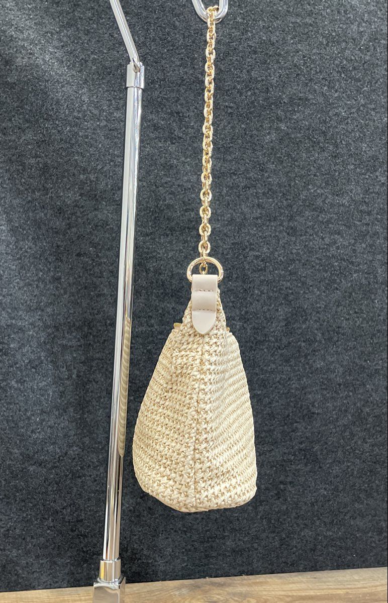 Gold Woven Mini Purse Shoulder Bag Crossbody Gold Chain Strap Small Handbag