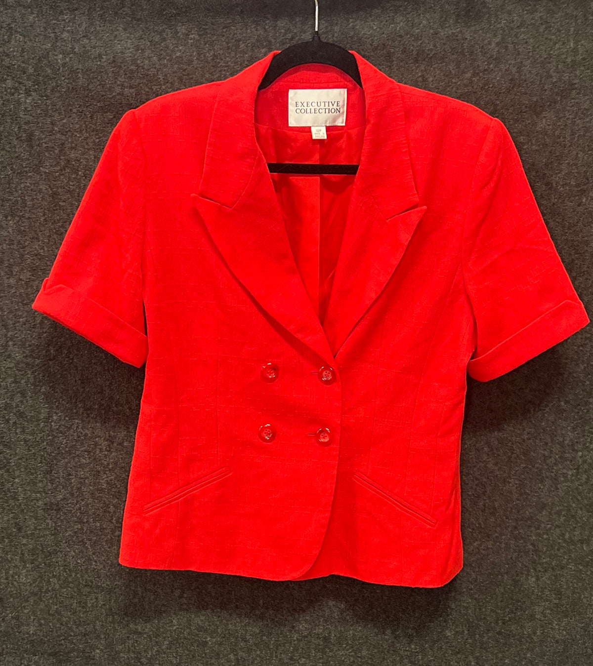 Vintage 90s Executive Collection Women's Red Short Sleeve Blazer Jacket Sz 12P