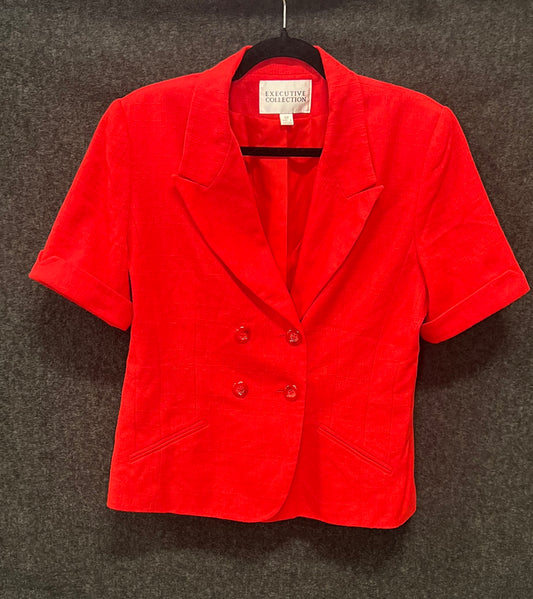 Vintage 90s Executive Collection Women's Red Short Sleeve Blazer Jacket Sz 12P