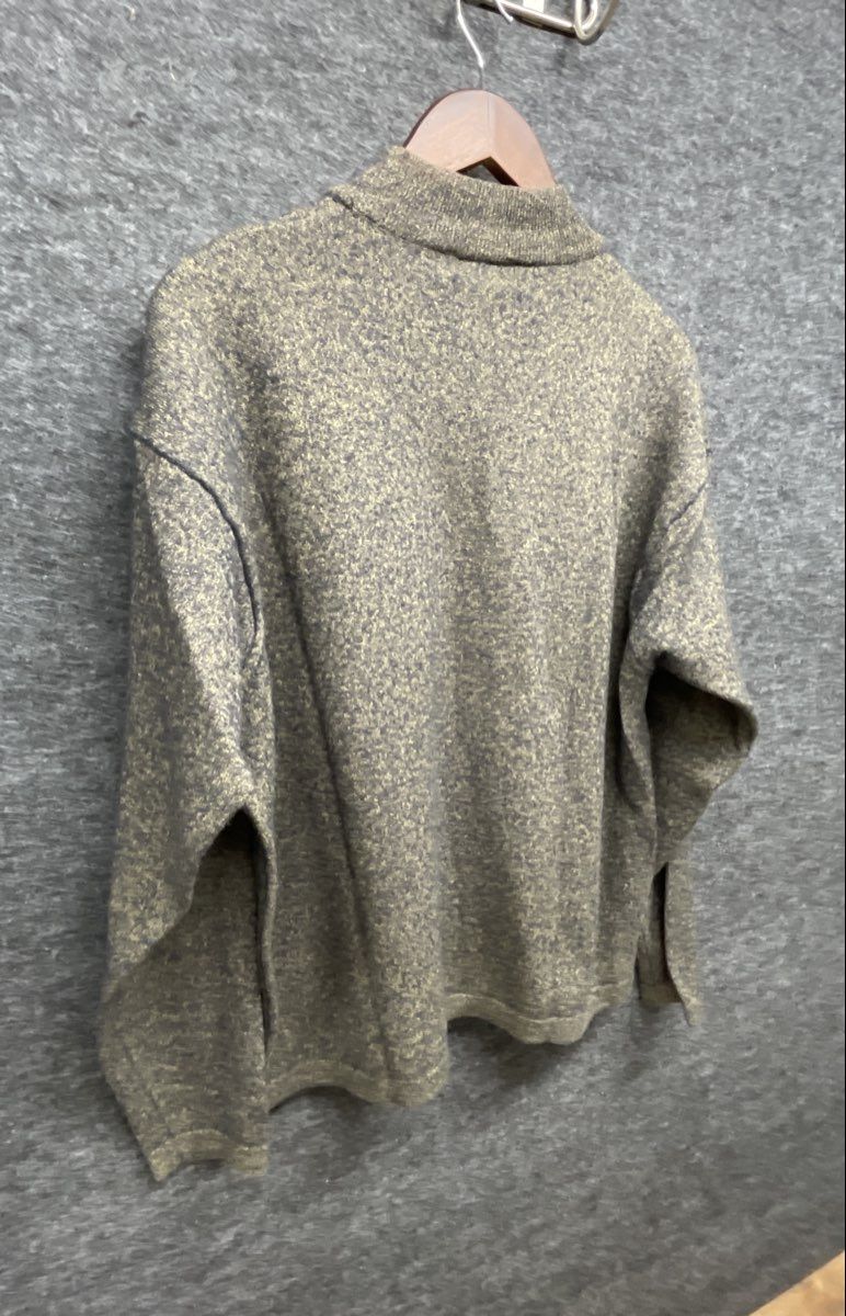 Vintage Y2K Roberto Villini Men's Green Merino Wool Blend Mock Neck Sweater L