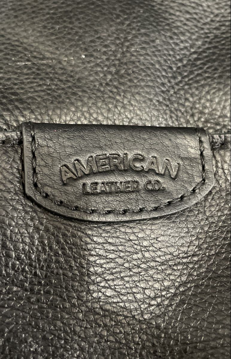 American Leather Co. Black Pebbled Leather Shoulder Bag Gold Hardware