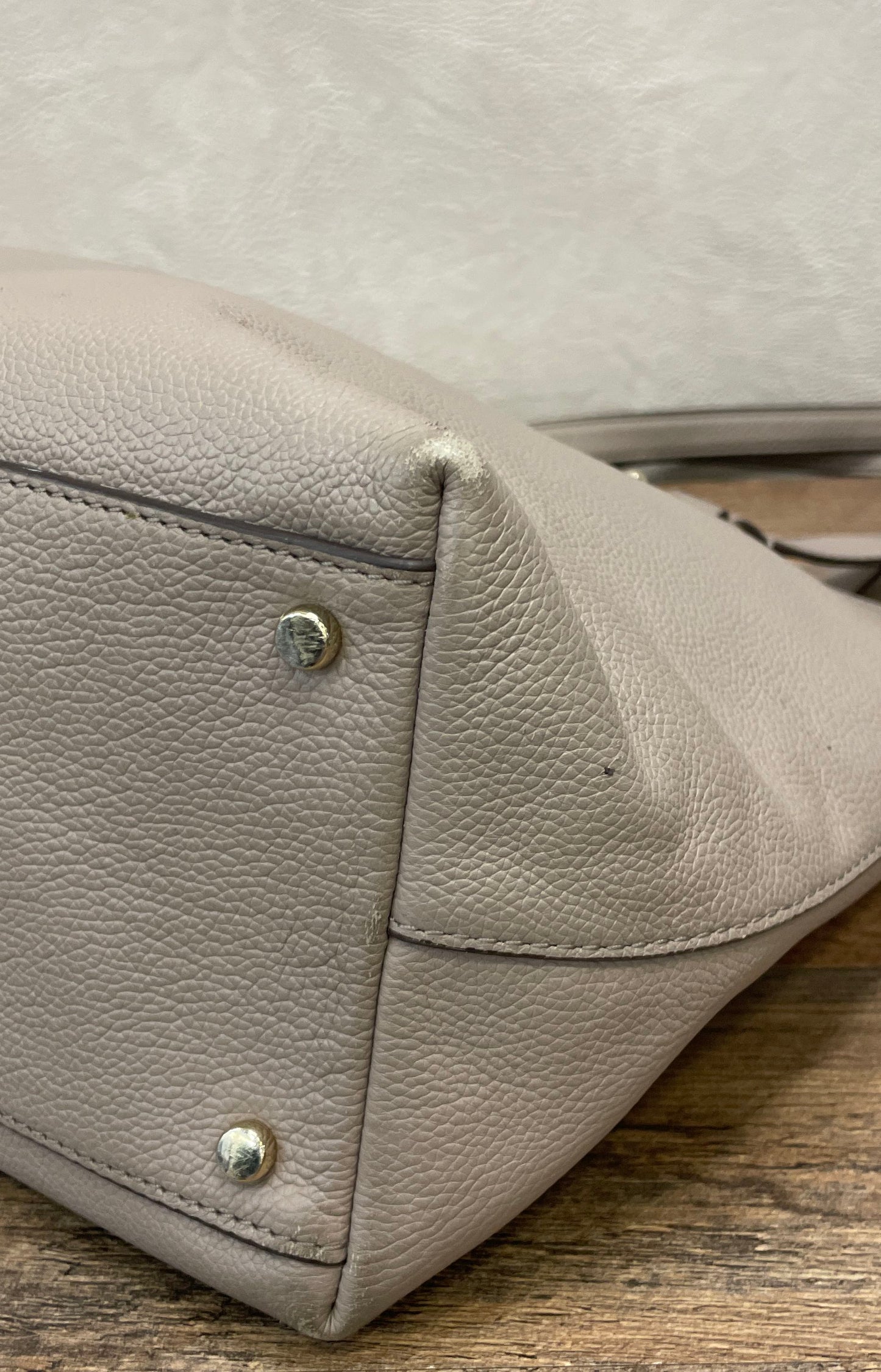 Kate Spade Grey Pebbled Leather Zip Top Tote Bag Large Shoulder Bag