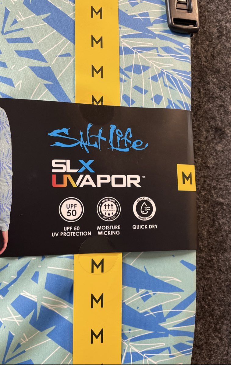 Salt Life Women's Light Blue SLX UVAPOR Palm Print UV Performance Tee Sz M NWT