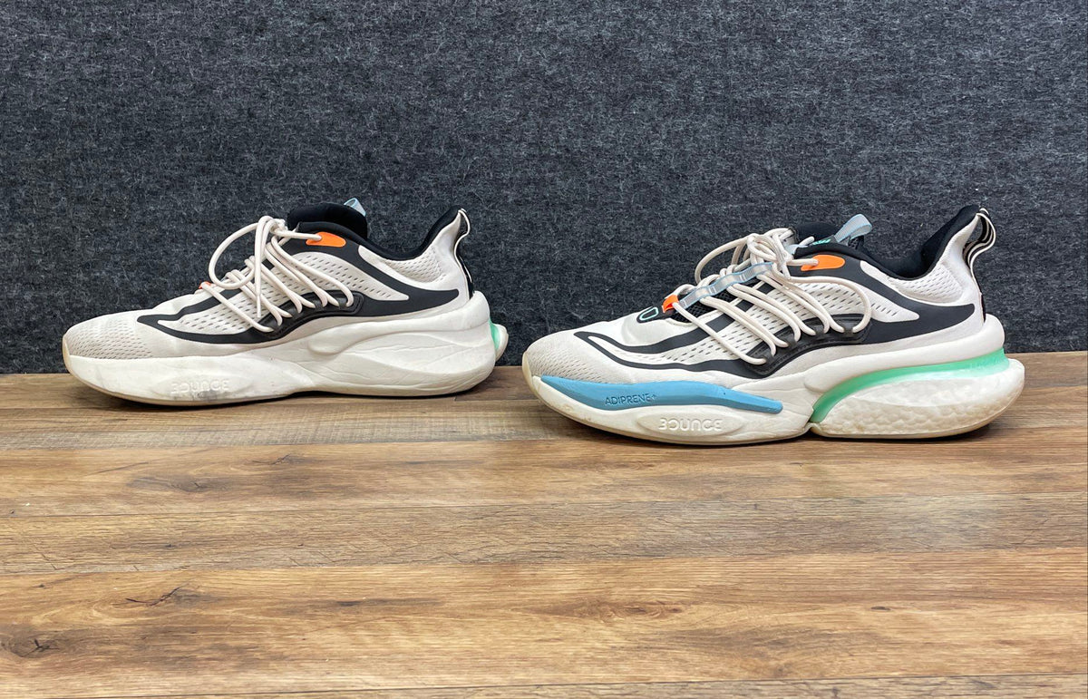 Adidas AlphaBoost V1 White Black Lucid Blue Running Shoes Men's Size 12