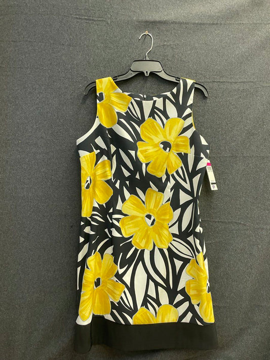Alyx Petite Women's Yellow Black Floral Print Sleeveless Sheath Dress 16P NWT