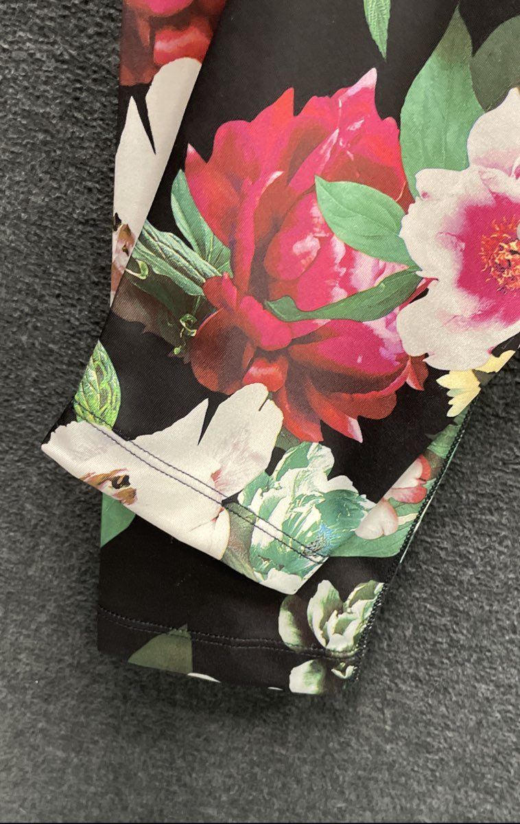 Nike Women's Dri-FIT Floral Training Leggings Black Multicolor Peony Print Sz M