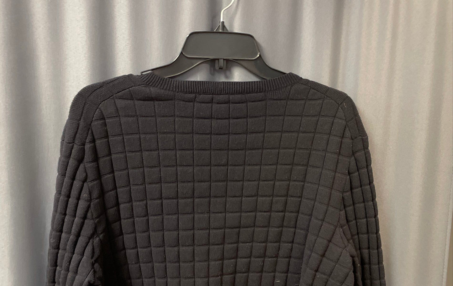Armani Exchange Men's Black Window Pane Grid Texture Crew Neck Sweater Sz XL
