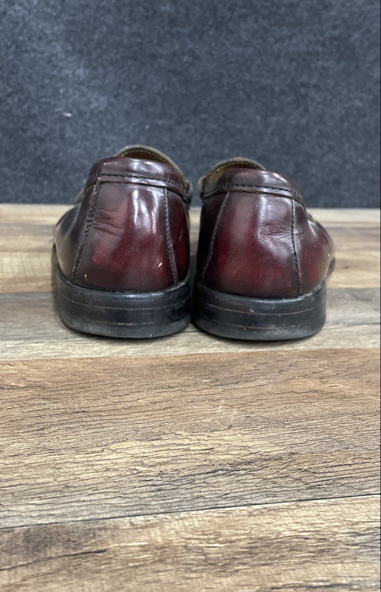 Vintage Made in USA Burgundy Leather Beefroll Penny Loafers Size 8.5