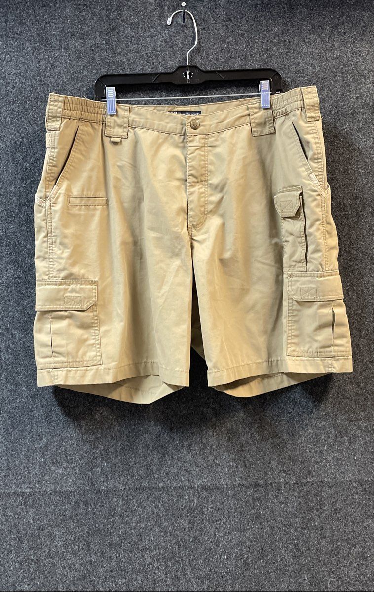 5.11 Tactical Men's Khaki Ripstop Cargo Shorts Style 73287 Utility Strap Sz 42