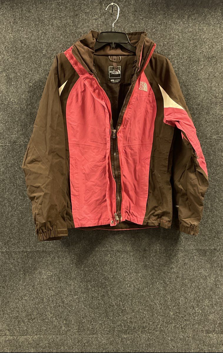 The North Face Women's Brown Pink Colorblock Hooded Rain Jacket Full Zip Sz M